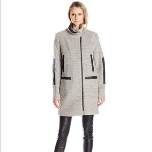 Vince Camuto Faux Leather strum Will Bouclé Coat